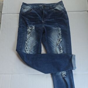 Rue21 Dark Blue Distressed Skinny Jeans